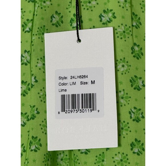 Hale Bob mini Medium Floral Lime Spring Cotton Lined Dress with Pockets - Picture 4 of 6